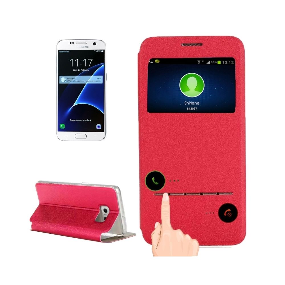 Wewoo - Housse Étui rouge pour Samsung Galaxy S7 / G930 Horizontal en cuir avec support et ID d'affichage d'appel - Coque, étui smartphone