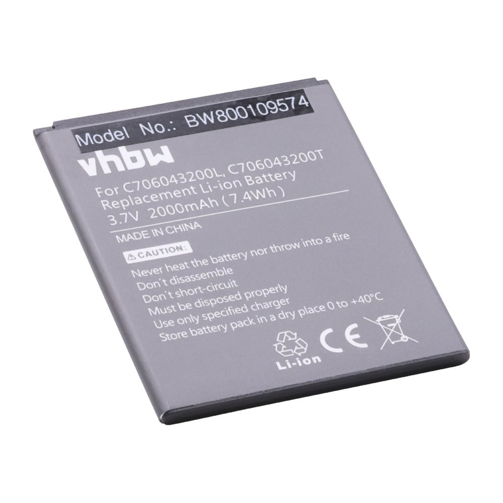 Vhbw - vhbw Li-Ion Batterie 2000mAh (3.7V) pour téléphone portable, smartphone Blu D532, D532U, D534, D670U, L120, Life One comme C706043200L. - Batterie téléphone