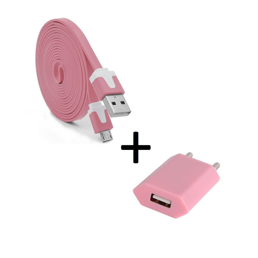 Shot - Pack Chargeur pour HUAWEI P smart+ Micro USB (Cable Noodle 3m + Prise Secteur Couleur USB) Android - Chargeur secteur téléphone