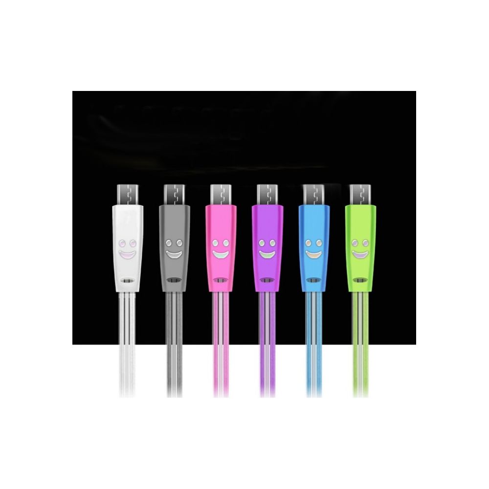 Shot - Cable Smiley Micro USB pour HONOR 6X LED Lumiere Android Chargeur USB Smartphone Connecteur (BLEU) - Chargeur secteur téléphone