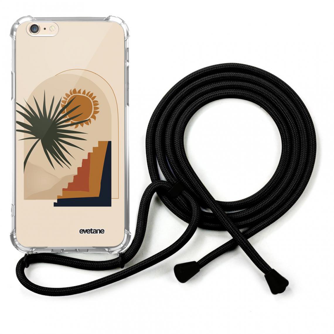 Evetane - Coque iPhone 6/6S coque avec cordon transparente Palmier et Soleil beige - Coque, étui smartphone