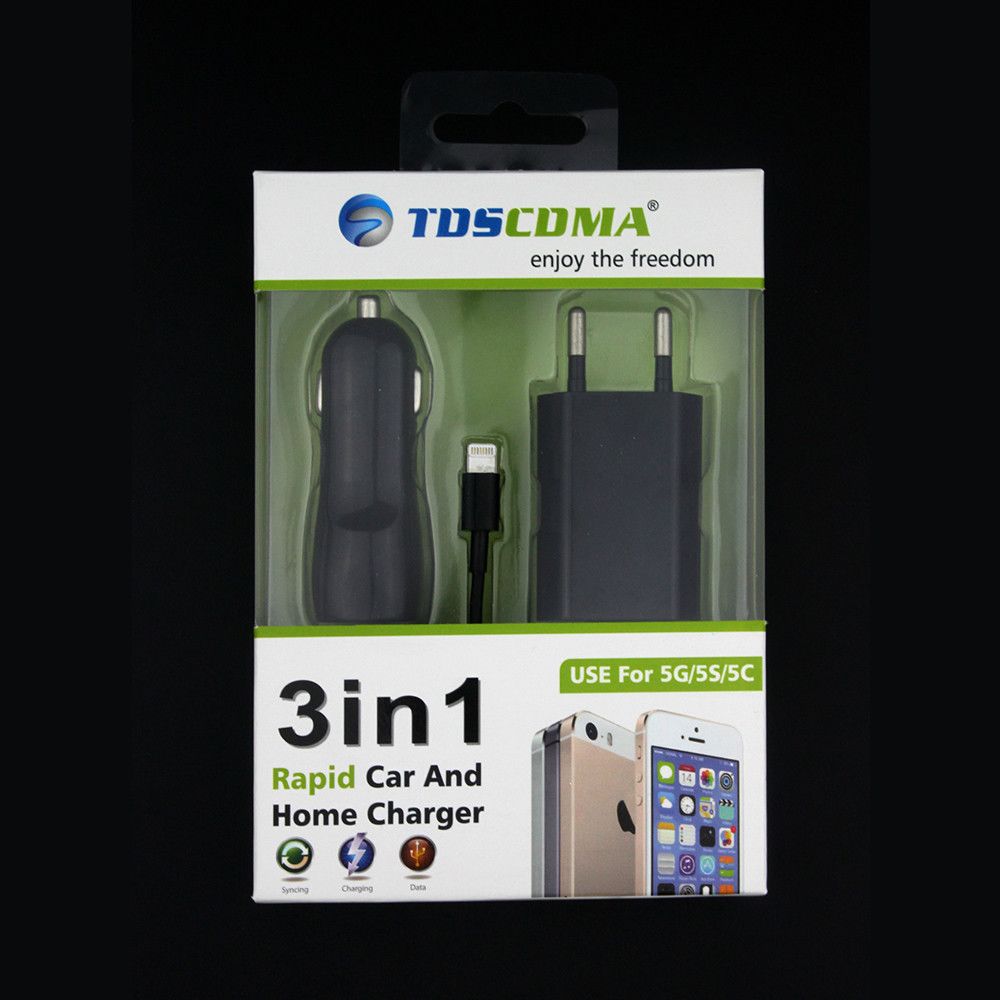 Shot - Pack Chargeur pour IPHONE 7 Plus (Cable Chargeur + Adaptateur Prise Secteur + Double Adaptateur Allume Cigare) APPLE USB Lightni (NOIR) - Chargeur secteur téléphone
