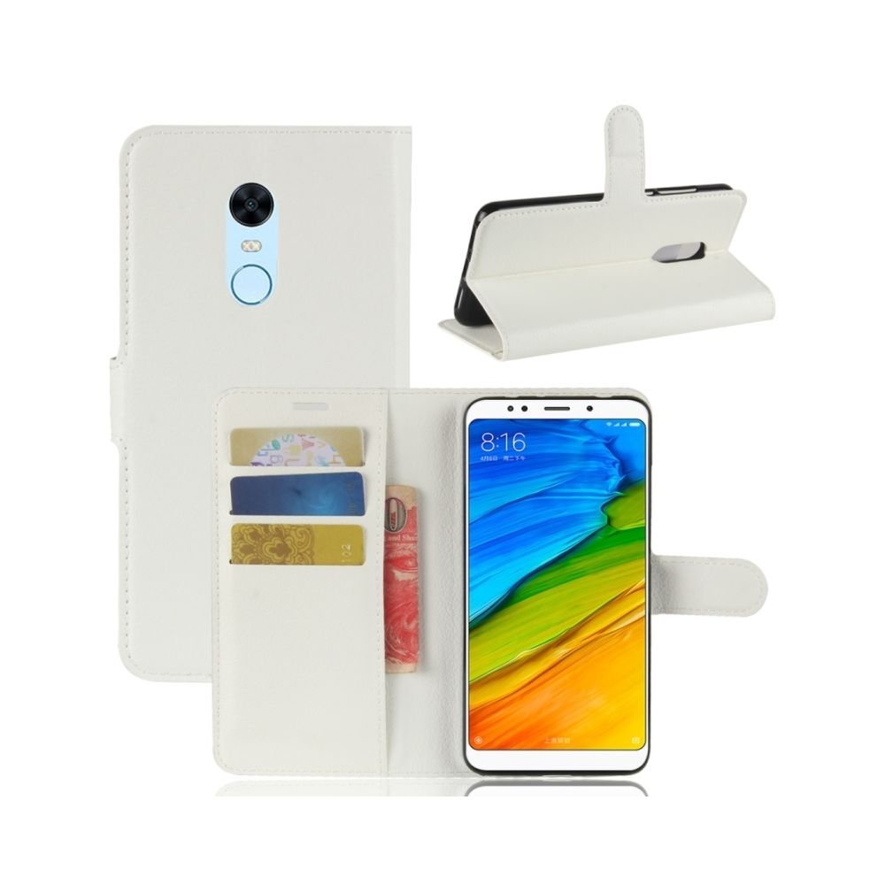 Wewoo - Housse Étui blanc pour Xiaomi Redmi 5 Plus Litchi Texture Horizontal en cuir avec porte-cartes & Slots & Portefeuille - Coque, étui smartphone
