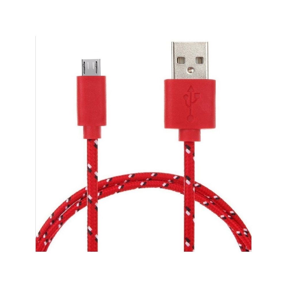 Shot - Cable Tresse pour WIKO Sunset 2 3m Universel Chargeur Connecteur Micro USB Tisse Nylon (ROUGE) - Chargeur secteur téléphone