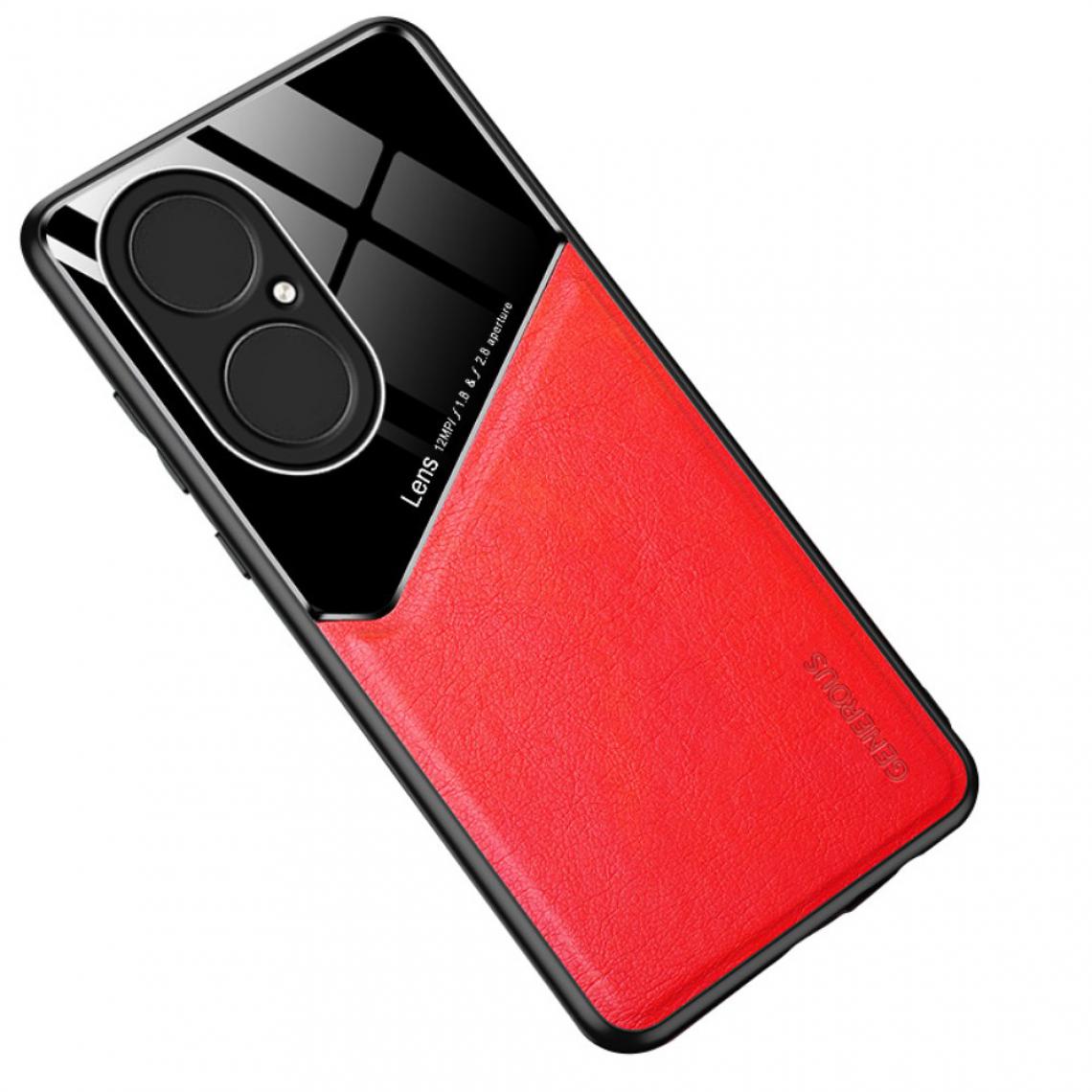 Other - Coque en TPU + PU Conception d'épissage de verre enduit avec découpe précise rouge pour votre Huawei P50 - Coque, étui smartphone