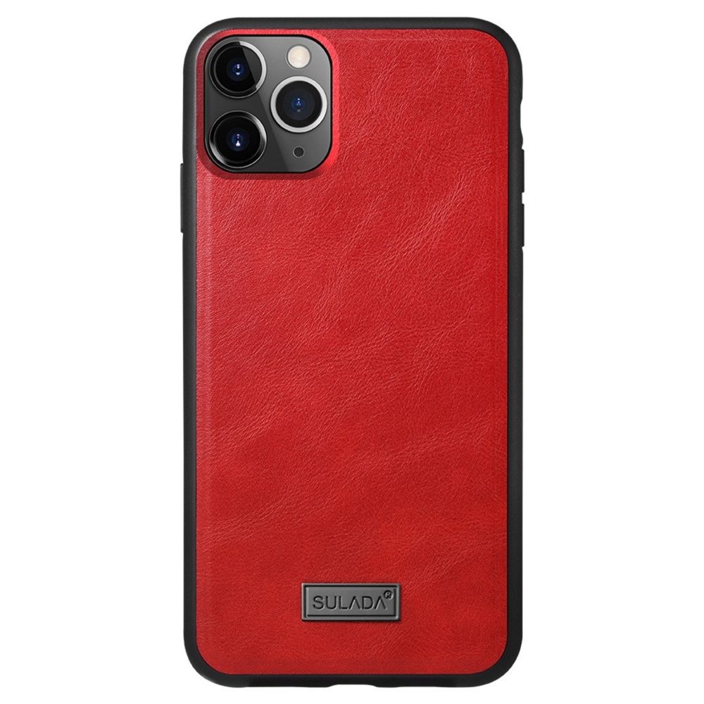 Wewoo - Coque Rigide Pour iPhone 11 Pro antichoc TPU + étui de protection en cuir fait à la main rouge - Coque, étui smartphone