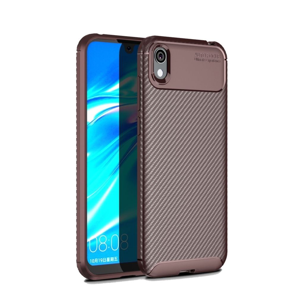 Wewoo - Coque TPU Antichoc Texture Fibre de Carbone pour Huawei Honor 8S Marron - Coque, étui smartphone