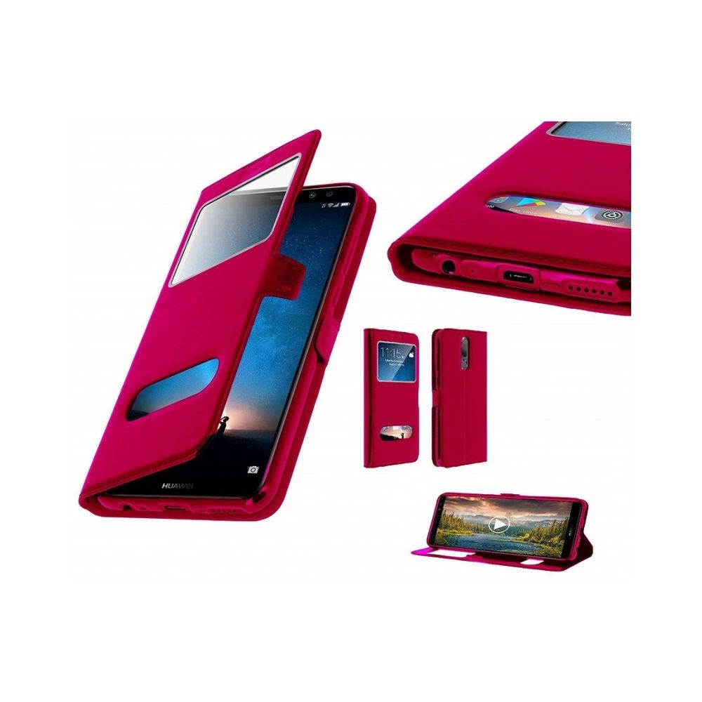 marque generique - Coque Huawei P30 Lite Rose Housse Flip Cover Double fenetre - Coque, étui smartphone
