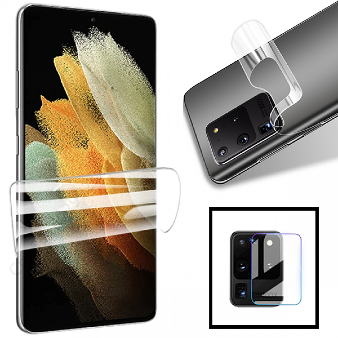 Phonecare - Kit Film Hydrogel Full Coque Arrière + Avant + Film de Verre pour Caméra Arrière Arrière pour Samsung Galaxy S20 Plus - Coque, étui smartphone