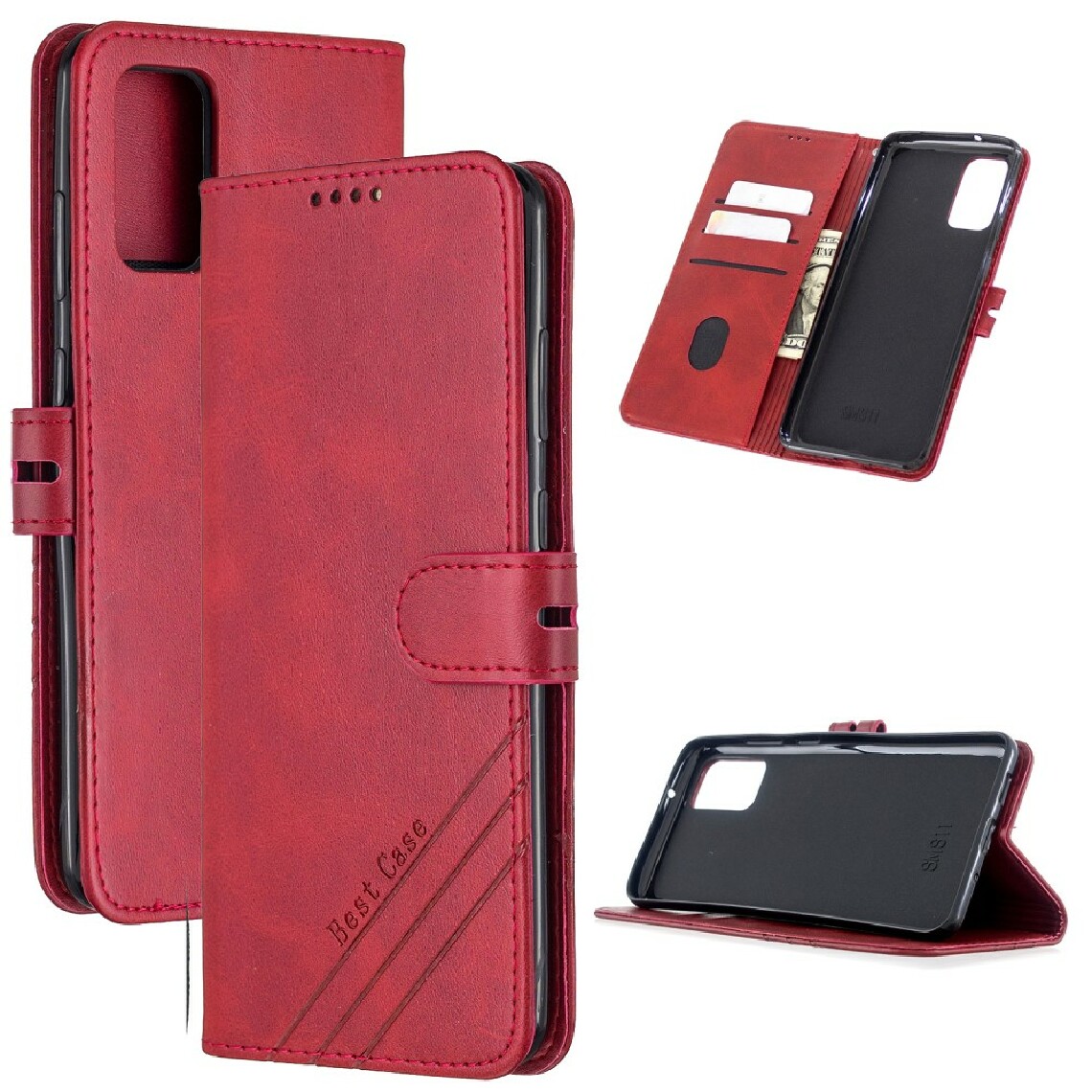 Other - Etui en PU classique avec support rouge pour votre Samsung Galaxy M51 - Coque, étui smartphone