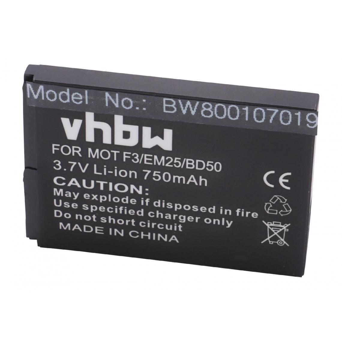 Vhbw - vhbw Batterie compatible avec Motorola MotoFone Motofone F3 téléphone fixe sans fil (750mAh, 3,7V, Li-ion) - Batterie téléphone