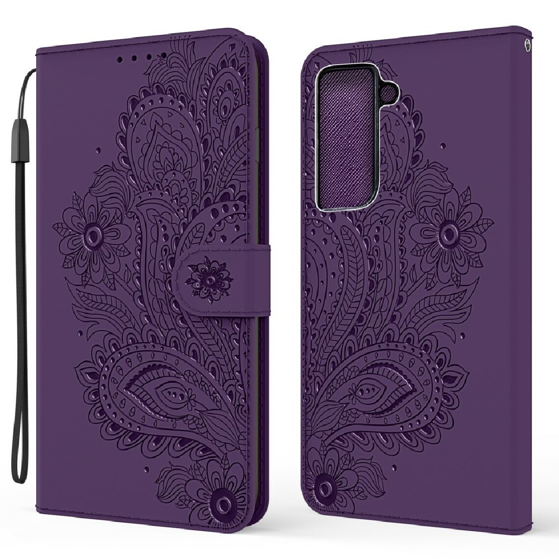 Other - Etui en PU motif de fleurs imprimé avec support violet pour votre Samsung Galaxy S30/S21 - Coque, étui smartphone