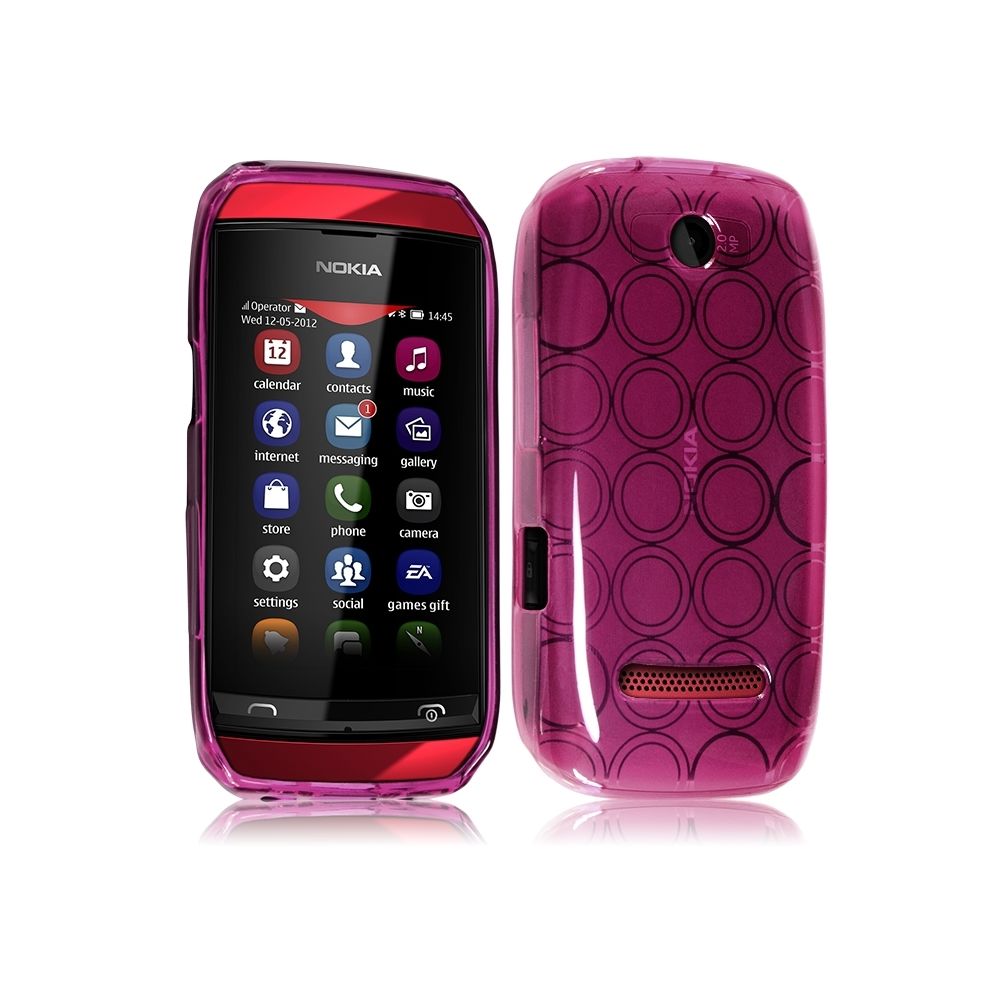 Karylax - Coque style Cercle pour Nokia Asha 306 Couleur Rose Fushia Translucide - Autres accessoires smartphone