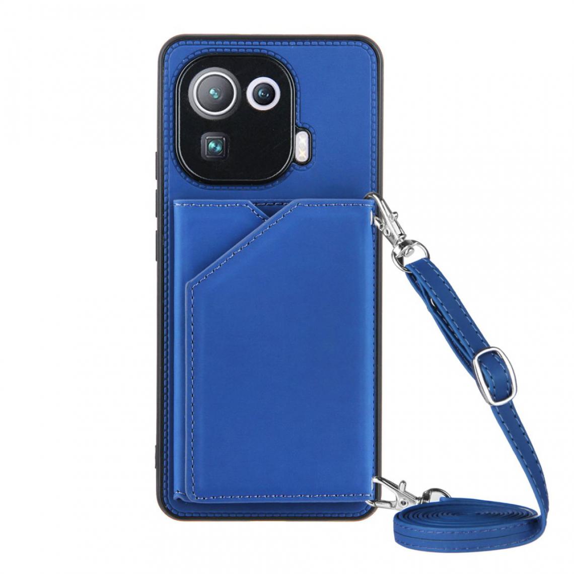 Other - Coque en TPU + PU Brillant avec béquille et porte-cartes bleu pour votre Xiaomi Mi 11 Pro - Coque, étui smartphone