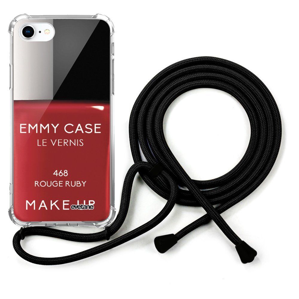 Evetane - Coque cordon iPhone 7/8/ iPhone SE 2020 cordon noir Dessin Vernis Rouge Evetane. - Coque, étui smartphone