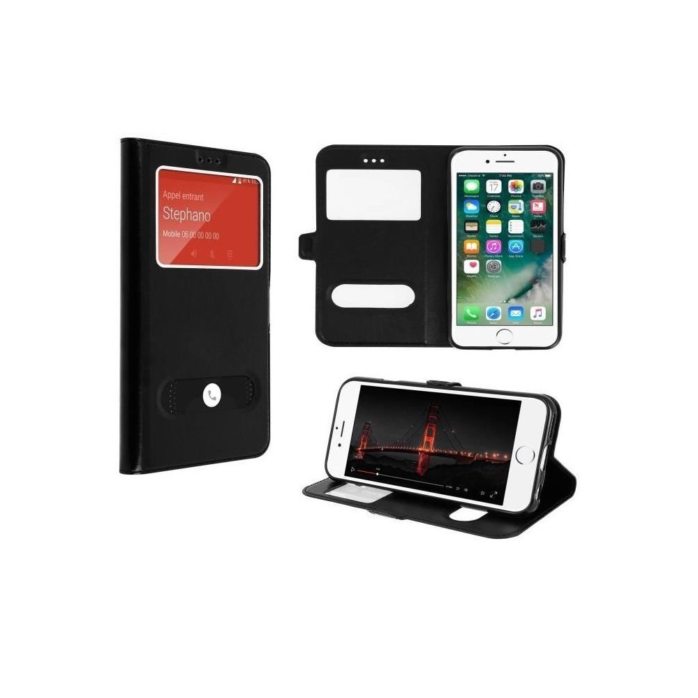 marque generique - Etui Housse Coque Noir Fenetre Protection Integrale iPhone XR - Coque, étui smartphone