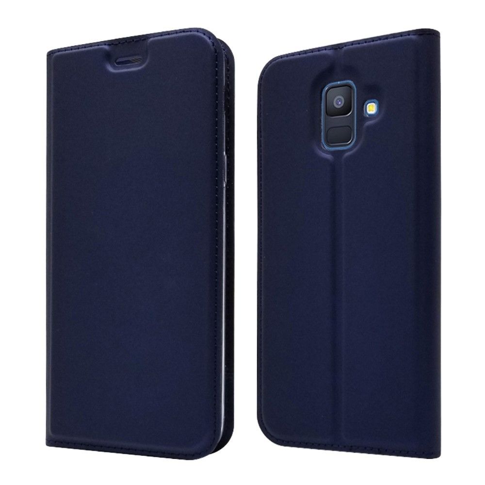 marque generique - Etui en PU porte-cartes auto-absorbé bleu foncé pour votre Samsung Galaxy A6 (2018) - Autres accessoires smartphone