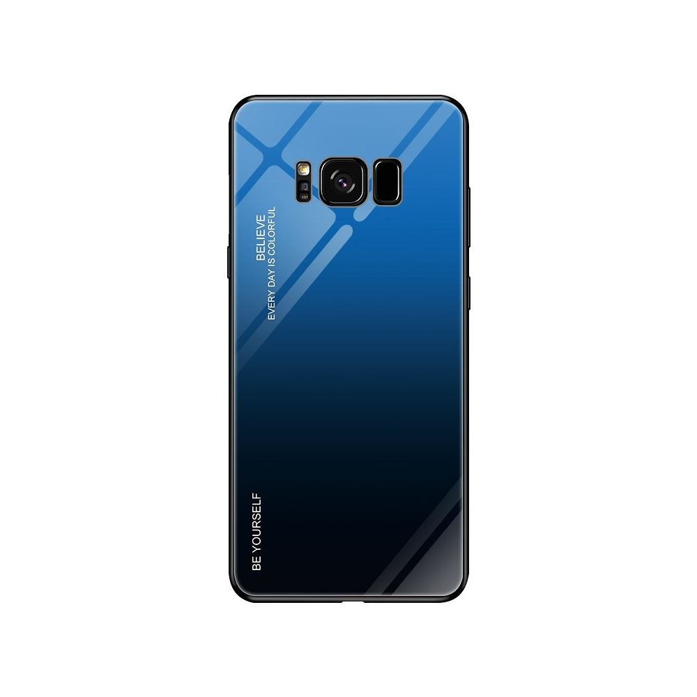 Wewoo - Coque Pour Galaxy S8 Gradient Color Glass Case Blue - Coque, étui smartphone