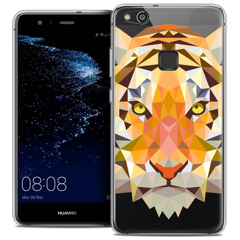 Caseink - Coque Housse Etui Huawei P10 LITE (5.2 ) [Crystal Gel HD Polygon Series Animal - Souple - Ultra Fin - Imprimé en France] Tigre - Coque, étui smartphone