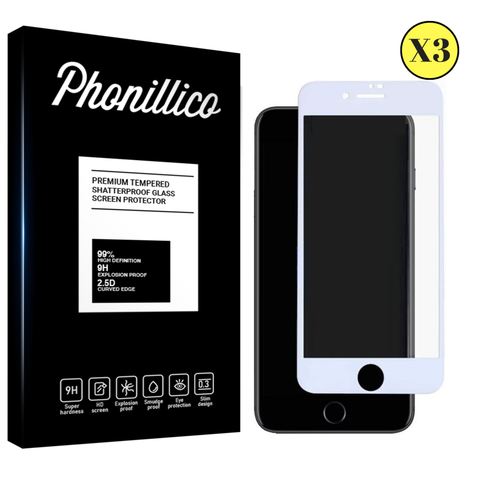 Phonillico - Verre Trempe pour iPhone SE 2020 [Pack 3] Film Transparent Intégral Bord Blanc Vitre Protection Ecran Phonillico® - Protection écran smartphone