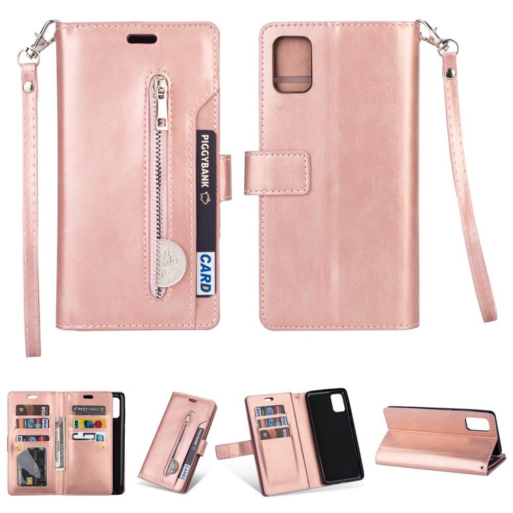 Generic - Etui en PU zippé or rose pour votre Samsung Galaxy A41 (Global Version) - Coque, étui smartphone