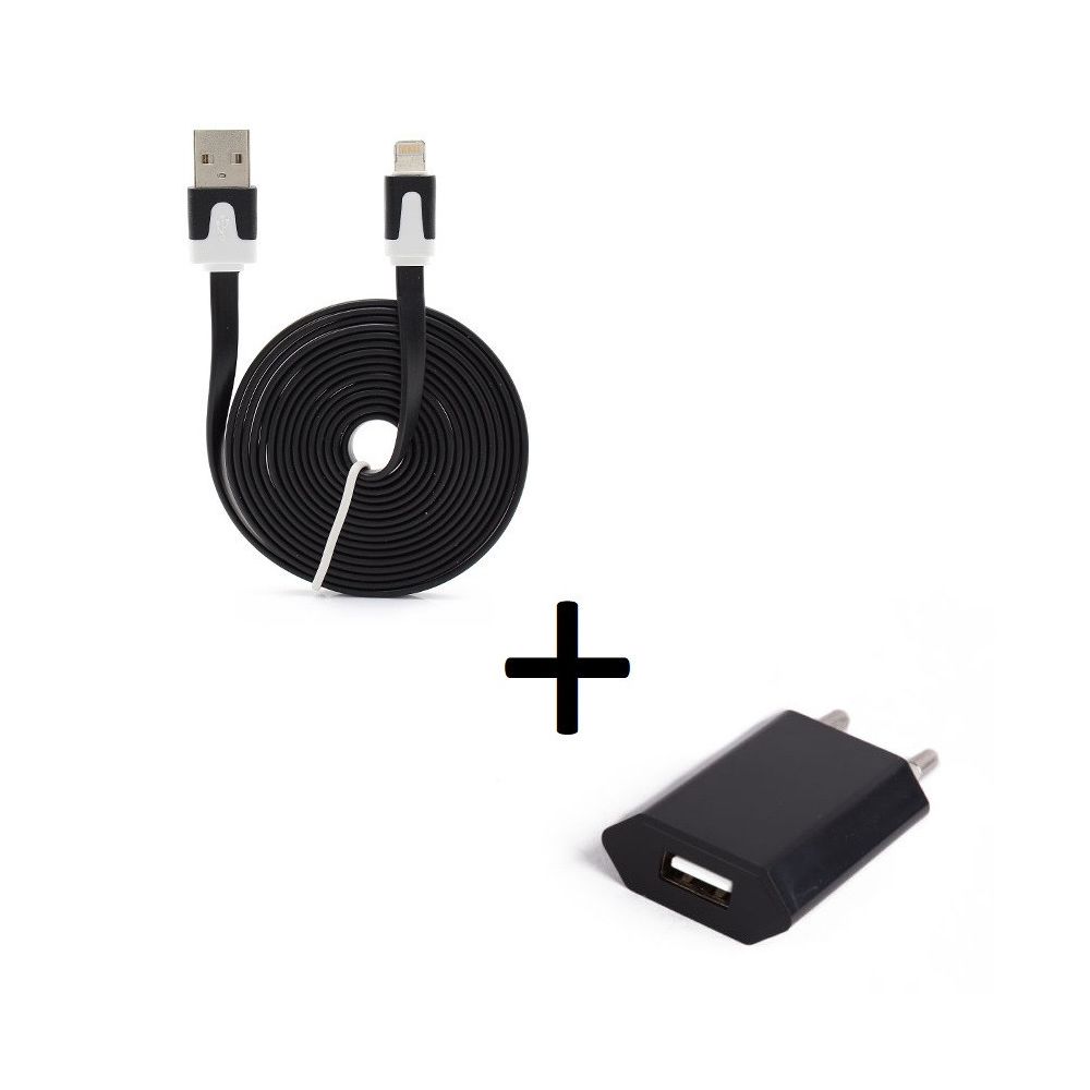 Shot - Pack Chargeur pour IPOD Nano Lightning (Cable Noodle 3m + Prise Secteur Couleur USB) APPLE IOS - Chargeur secteur téléphone