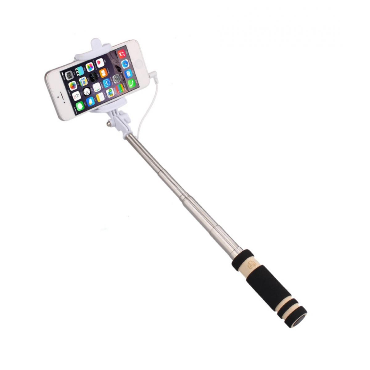 Shot - Mini Perche Selfie pour "WIKO View 5" Smartphone avec Cable Jack Selfie Stick Android IOS Reglable Bouton Photo (NOIR) - Autres accessoires smartphone