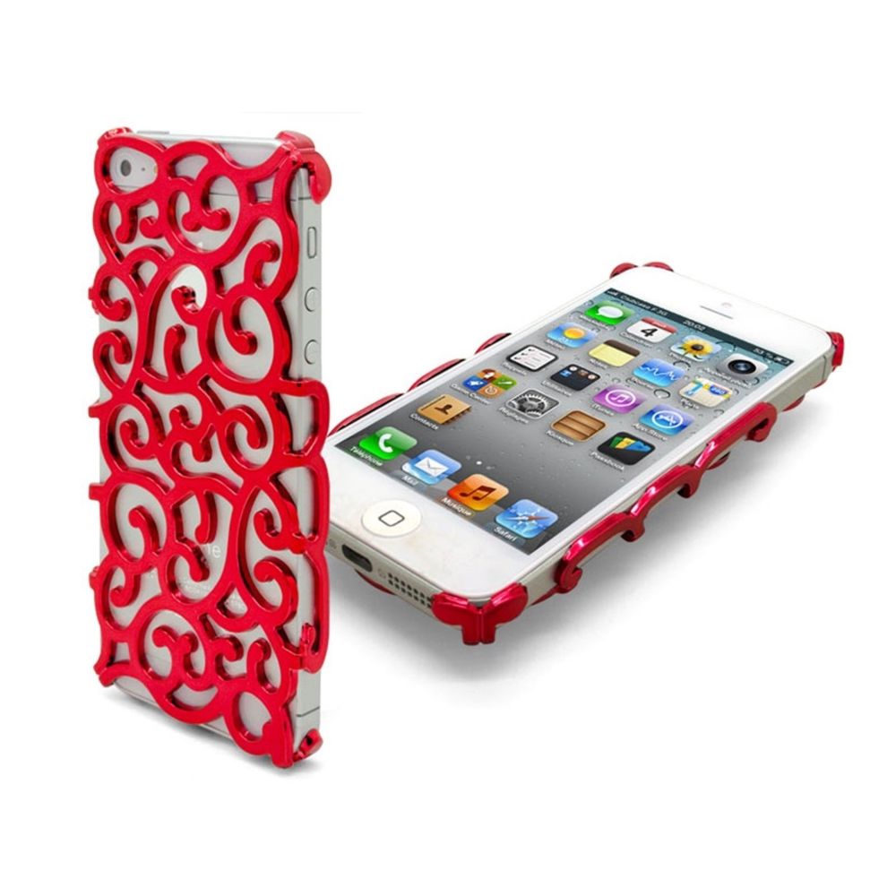 Caseink - Coque iPhone 5 / 5S / SE Baroque Design Rouge - Coque, étui smartphone