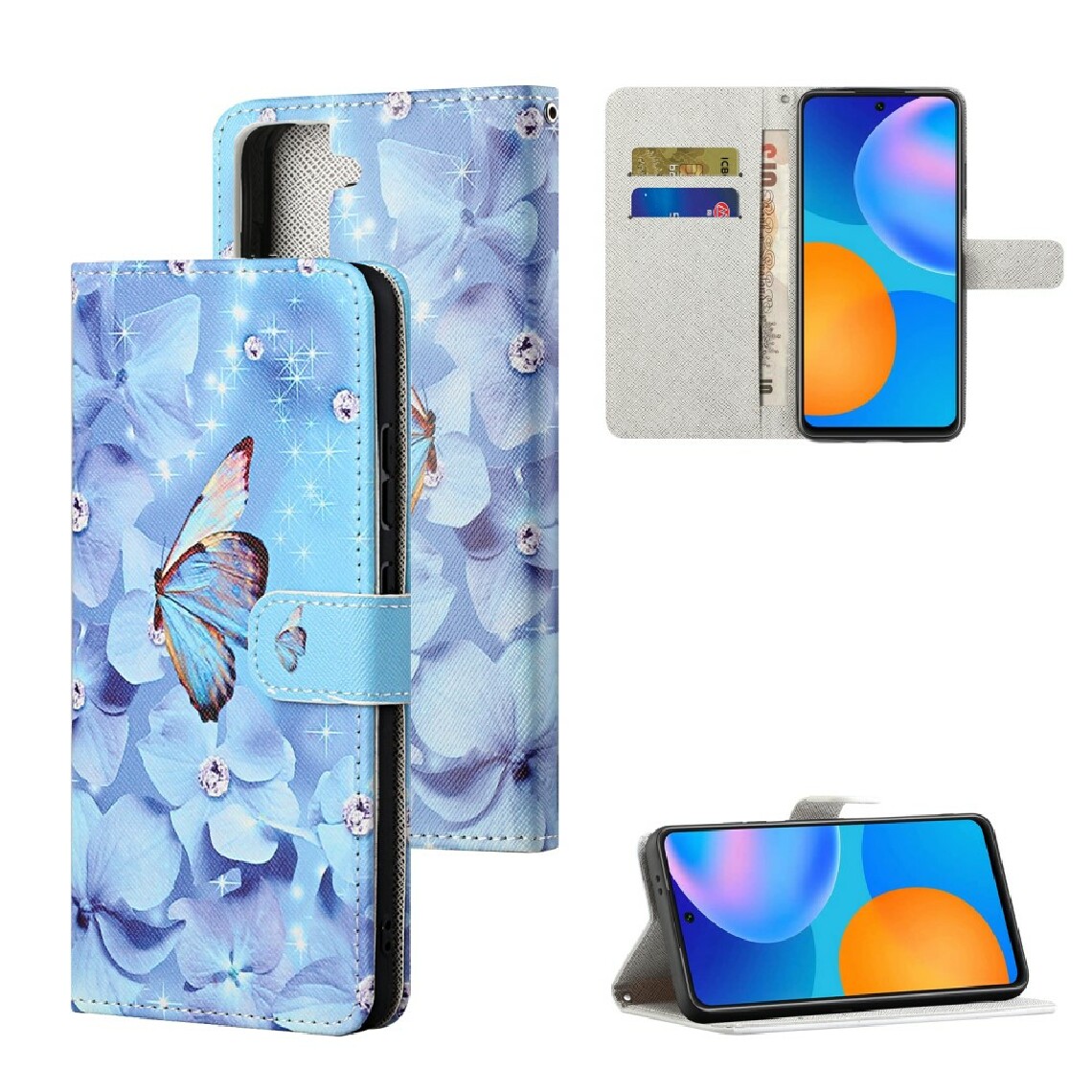 Other - Etui en PU impression de motif texture croisée papillon et fleurs pour votre Samsung Galaxy S30/S21 - Coque, étui smartphone