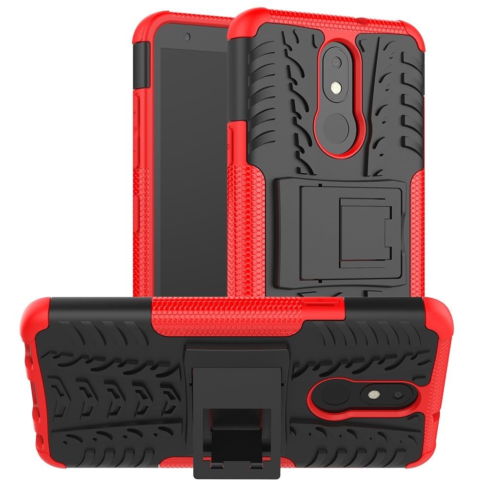 marque generique - Coque en TPU hybride antidérapant avec béquille rouge pour votre LG K30 (2019) - Coque, étui smartphone