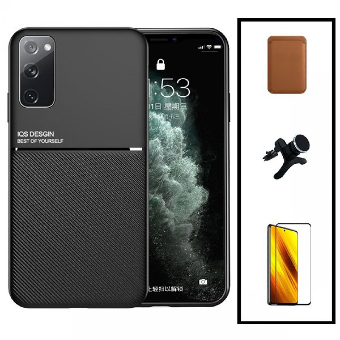 Phonecare - Kit Coque Magnetic Lux + Magentic Wallet Marron + 5D Full Cover + Support de Voiture Magnétique Renforcé - Samsung Galaxy Note 20 5G - Coque, étui smartphone
