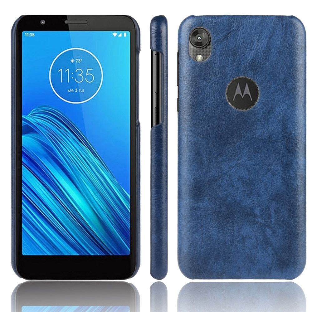 Wewoo - Coque Rigide Pour Motorola Moto E6 antichoc Litchi PC + Etui PU Bleu - Coque, étui smartphone