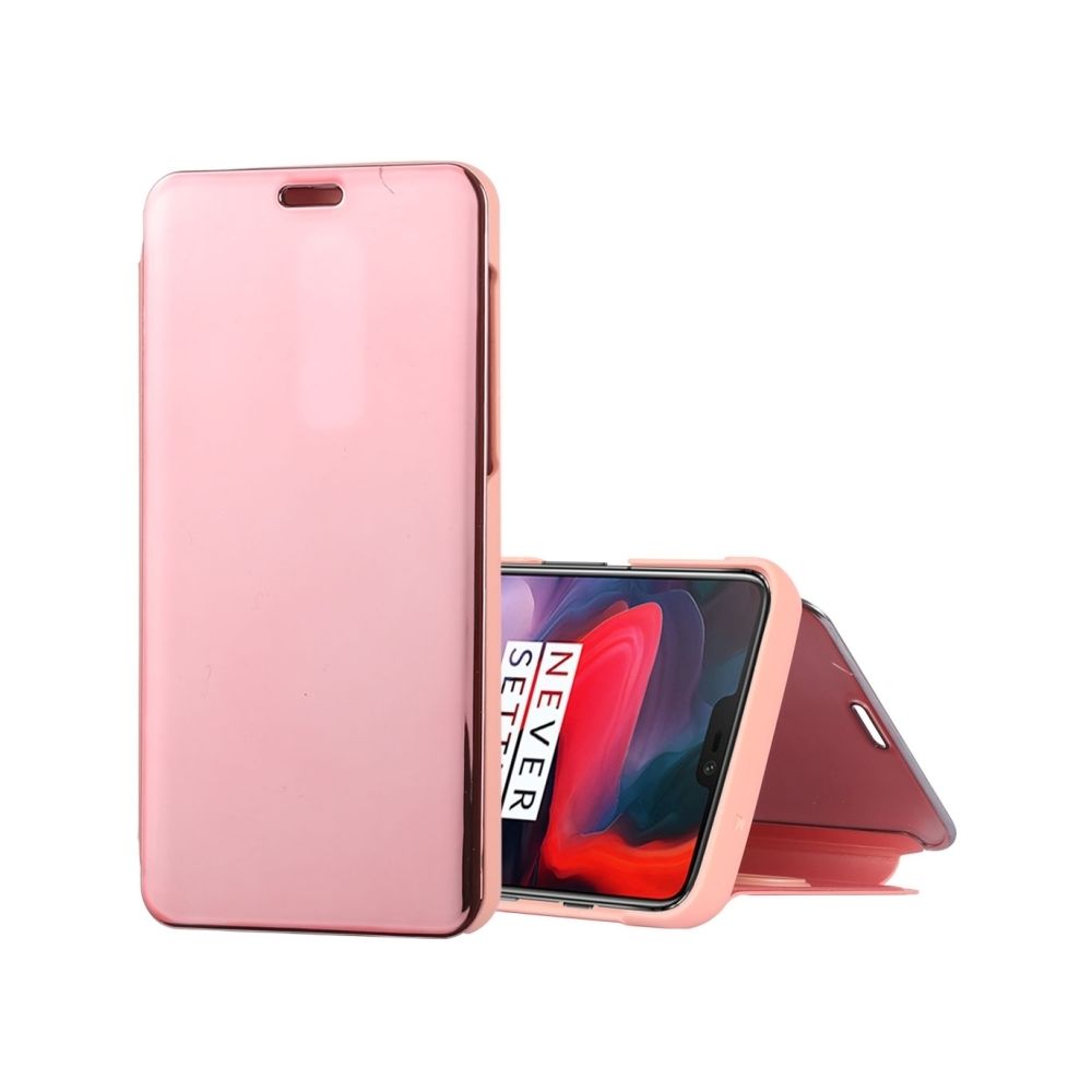 Wewoo - Coque Housse en cuir pour miroir OnePlus 6 avec support or rose - Coque, étui smartphone