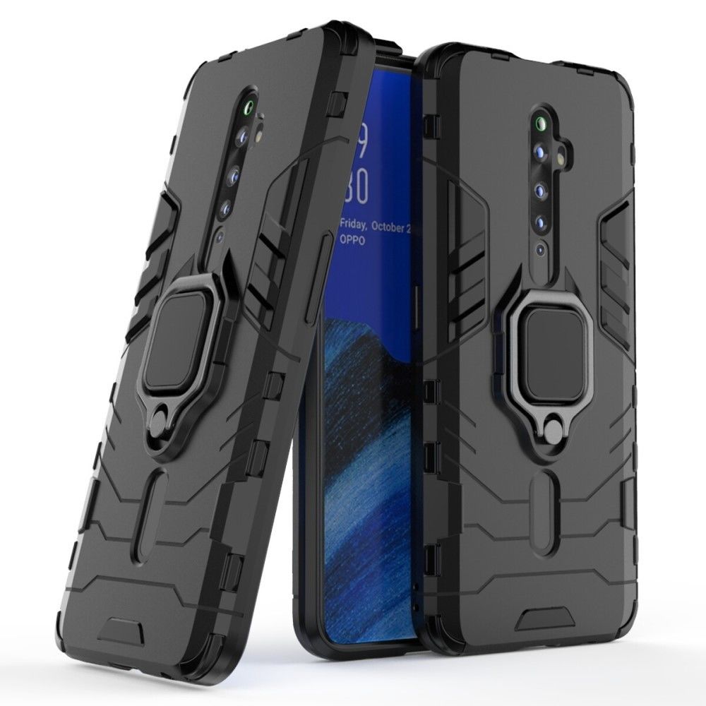 marque generique - Coque en TPU hybride cool guard avec support de bague noir pour votre Oppo Reno2 Z - Coque, étui smartphone