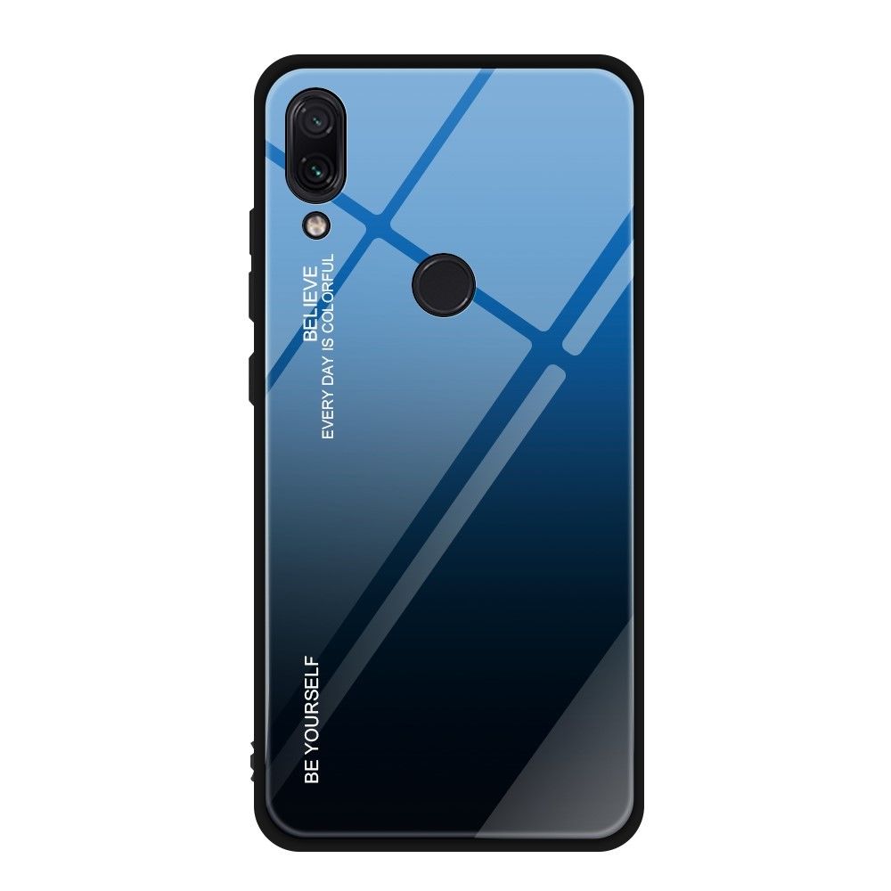 marque generique - Coque en TPU verre dégradé résistant aux rayures bleu/noir pour votre Xiaomi Redmi Note 7 - Coque, étui smartphone