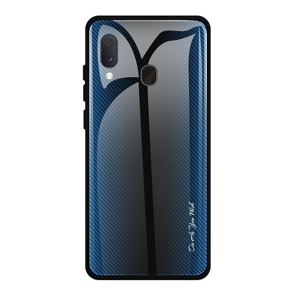 Wewoo - Coque Pour Galaxy A20 / A30 étui de protection en verre dégradé de texture bleu - Coque, étui smartphone