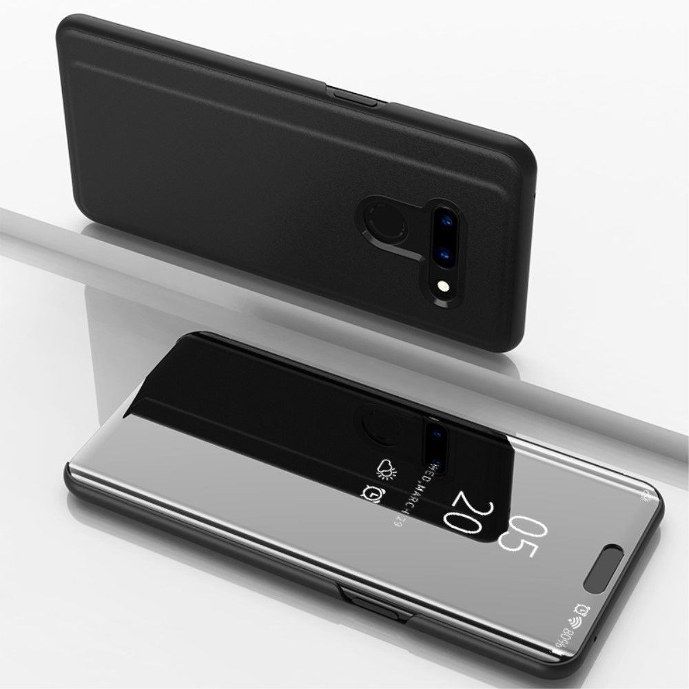 marque generique - Etui en PU surface du miroir support rabattable avec fenêtre de vue noir pour votre LG G8 ThinQ - Coque, étui smartphone