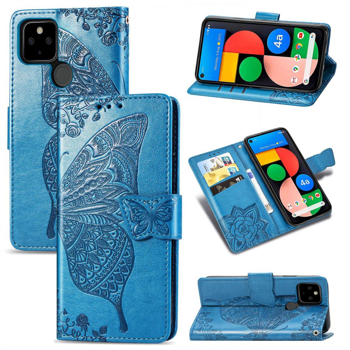 OtterBox - Google Pixel 5 XL Housse Etui Coque de protection type portefeuille Papillon [Bleu] - Coque, étui smartphone