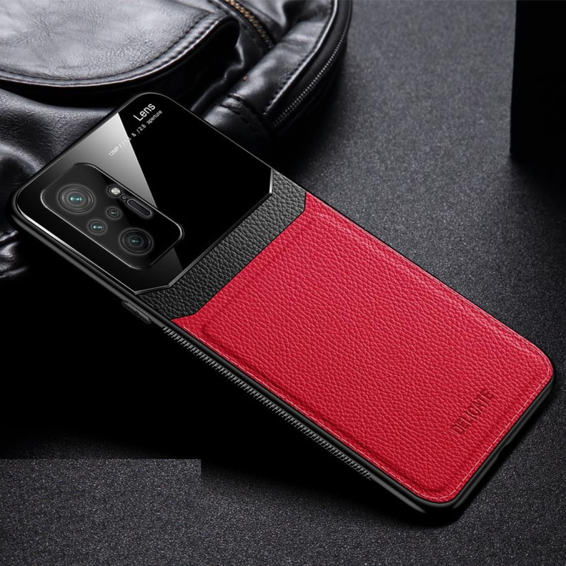 Shot - Coque Effet Cuir pour "XIAOMI Redmi Note 10 Pro Max" Plexiglass Protection (ROUGE) - Coque, étui smartphone