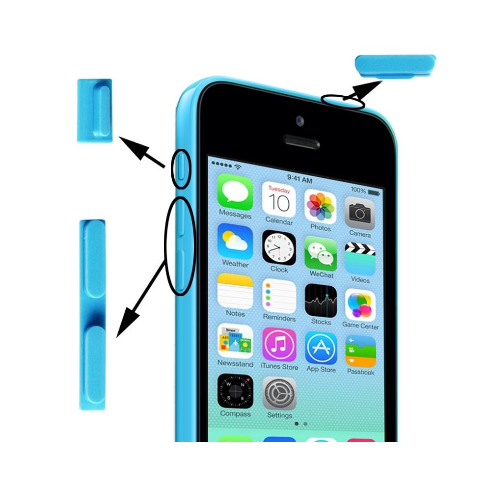 Wewoo - Kit de boutons pour iPhone 5C bleu 5C, 3 en 1 bouton muet + d'alimentation + de volume - Autres accessoires smartphone