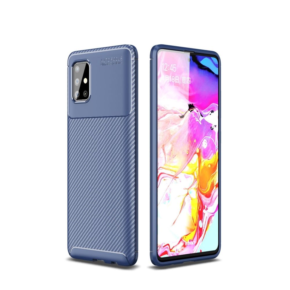 Wewoo - Coque Souple en TPU antichoc Texture Galaxy fibre de carbone pour Galaxy A51 série Beetle bleu - Coque, étui smartphone