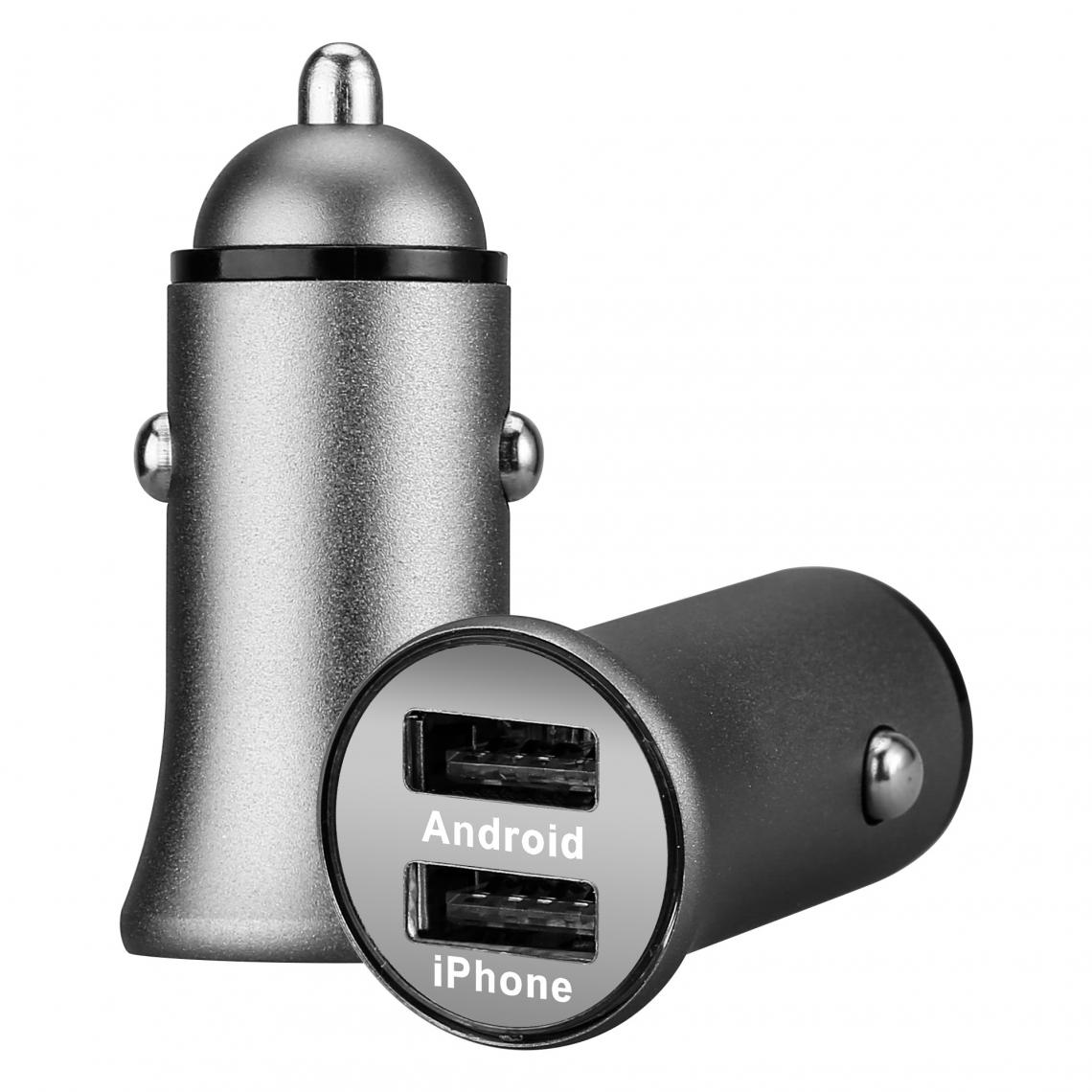 Shot - Double Adaptateur Metal Allume Cigare USB pour "IPHONE 12 Pro" Prise Double 2 Ports Voiture Chargeur (ARG - Chargeur Voiture 12V