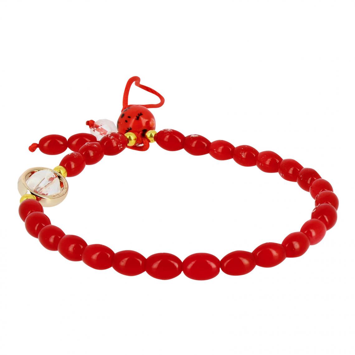 Avizar - Bijou de Téléphone Bracelet à Perles ovales Collection Asia rouge - Autres accessoires smartphone