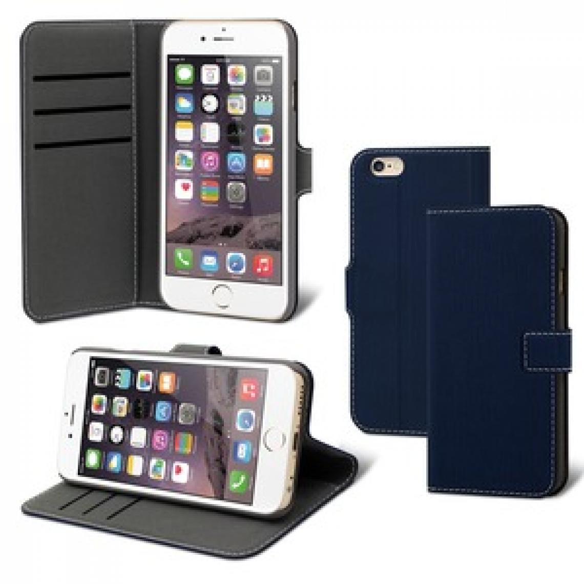 Muvit - Folio Stand Wallet 3 Cartes Tissu Bleu: Apple Iphone Se/8/7/6S/6 - Coque, étui smartphone