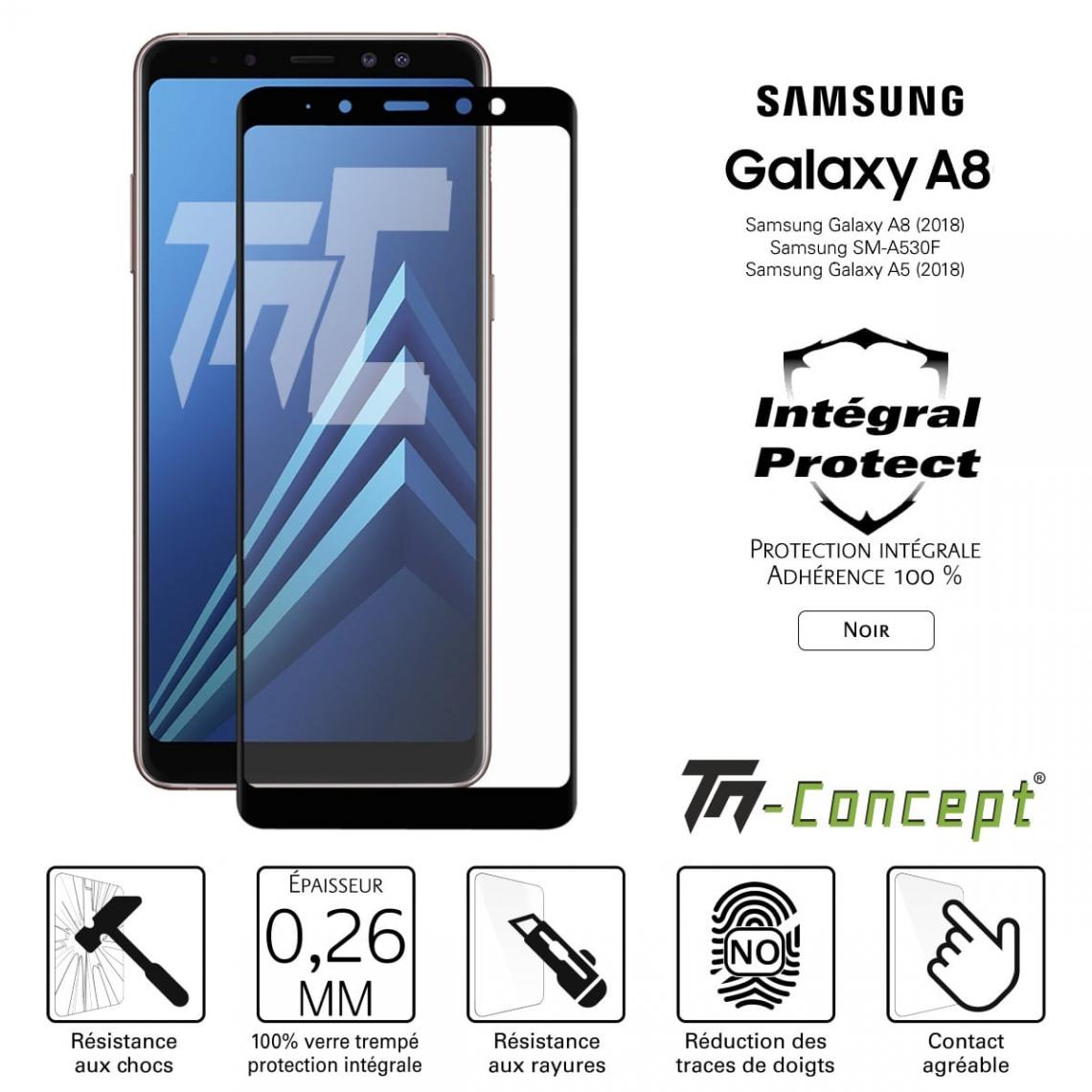 Tm Concept - Verre trempé intégral - Samsung Galaxy A8 (2018) - Noir - TM Concept® - Protection écran smartphone