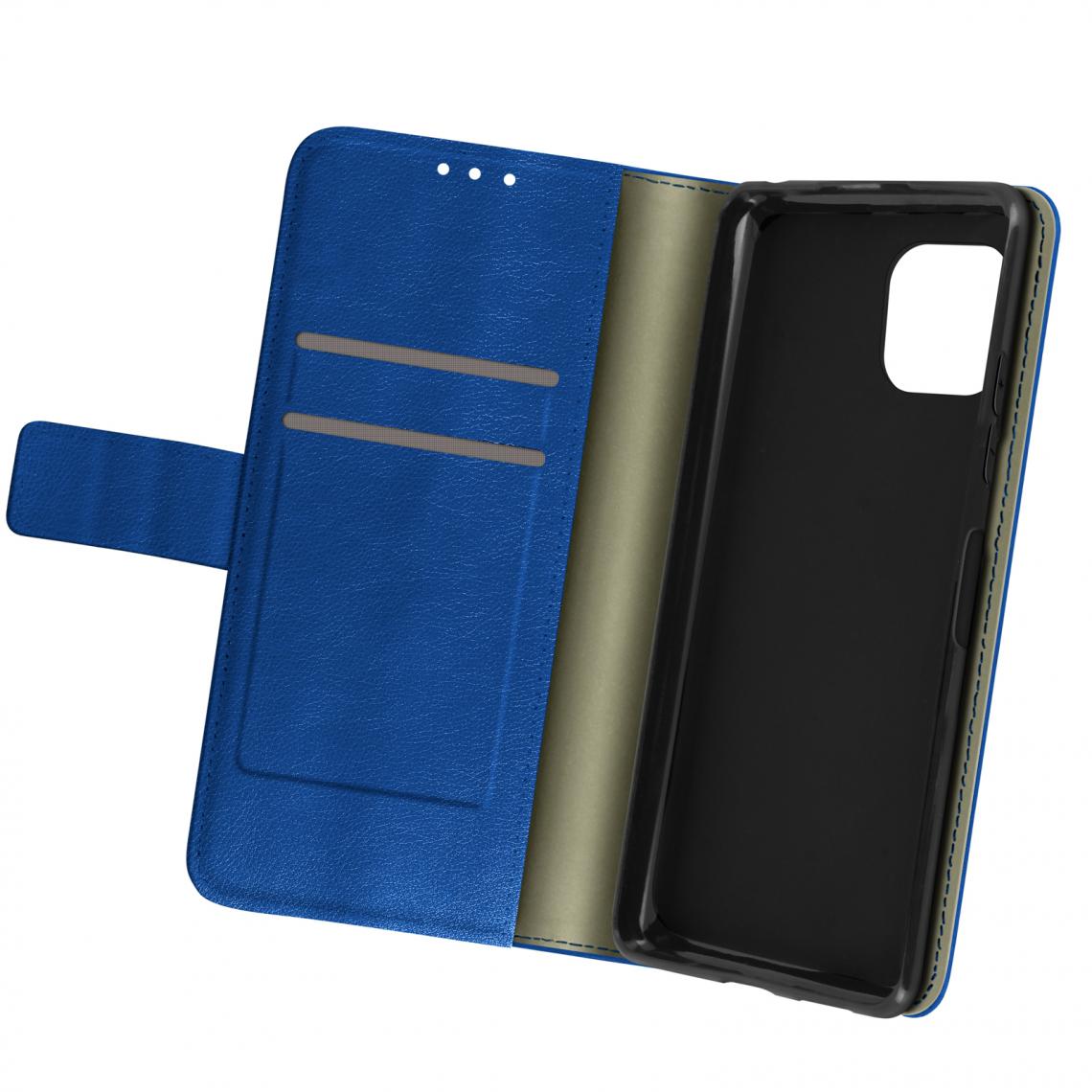 Avizar - Housse Samsung Galaxy A22 5G Aspect Grainé Clapet Portefeuille Stand Vidéo bleu - Coque, étui smartphone