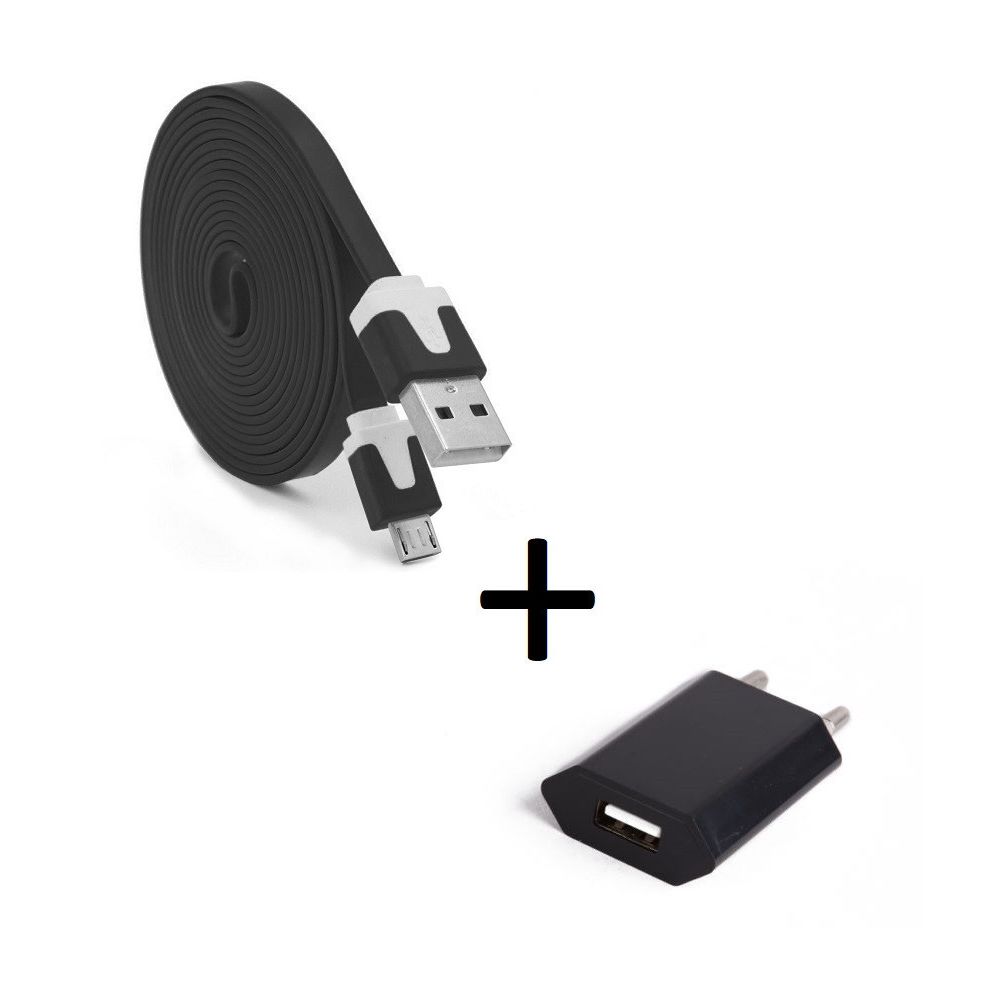 Shot - Pack Chargeur pour SAMSUNG Galaxy S4 Mini Micro USB (Cable Noodle 3m + Prise Secteur Couleur USB) Android - Chargeur secteur téléphone