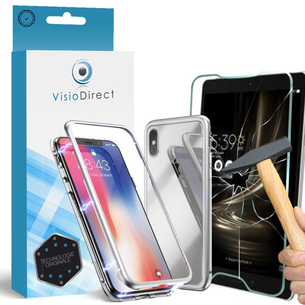 Visiodirect - Film verre trempé pour Iphone XR 6.1"" + coque magnétique argent de protection anti-choc -Visiodirect- - Autres accessoires smartphone