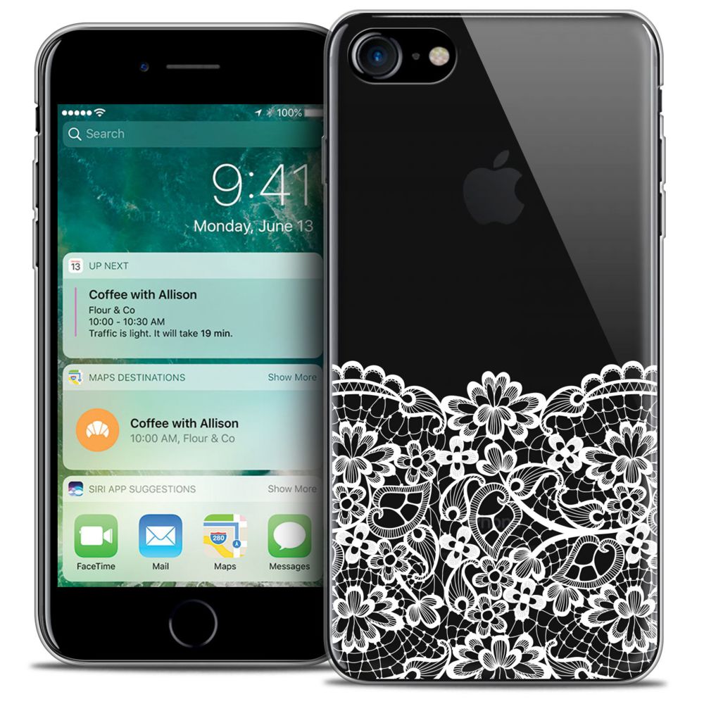Caseink - Coque Housse Etui Apple iPhone 7 (4.7 ) [Crystal Gel HD Collection Spring Design Bas dentelle - Souple - Ultra Fin - Imprimé en France] - Coque, étui smartphone