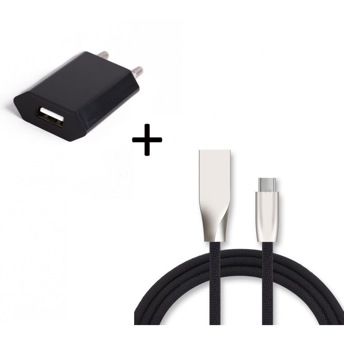 Shot - Pack Chargeur Type C pour "SAMSUNG Galaxy Tab S7 Plus" (Cable Fast Charge + Prise Secteur Couleur USB) Android (NOIR) - Chargeur secteur téléphone